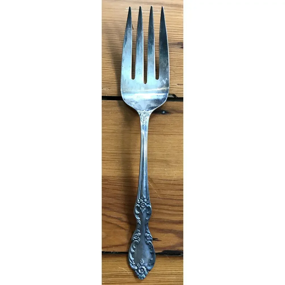 Set Pair Vtg Antique Original Rogers Extra Plate Silverplate Serving Spoon Fork